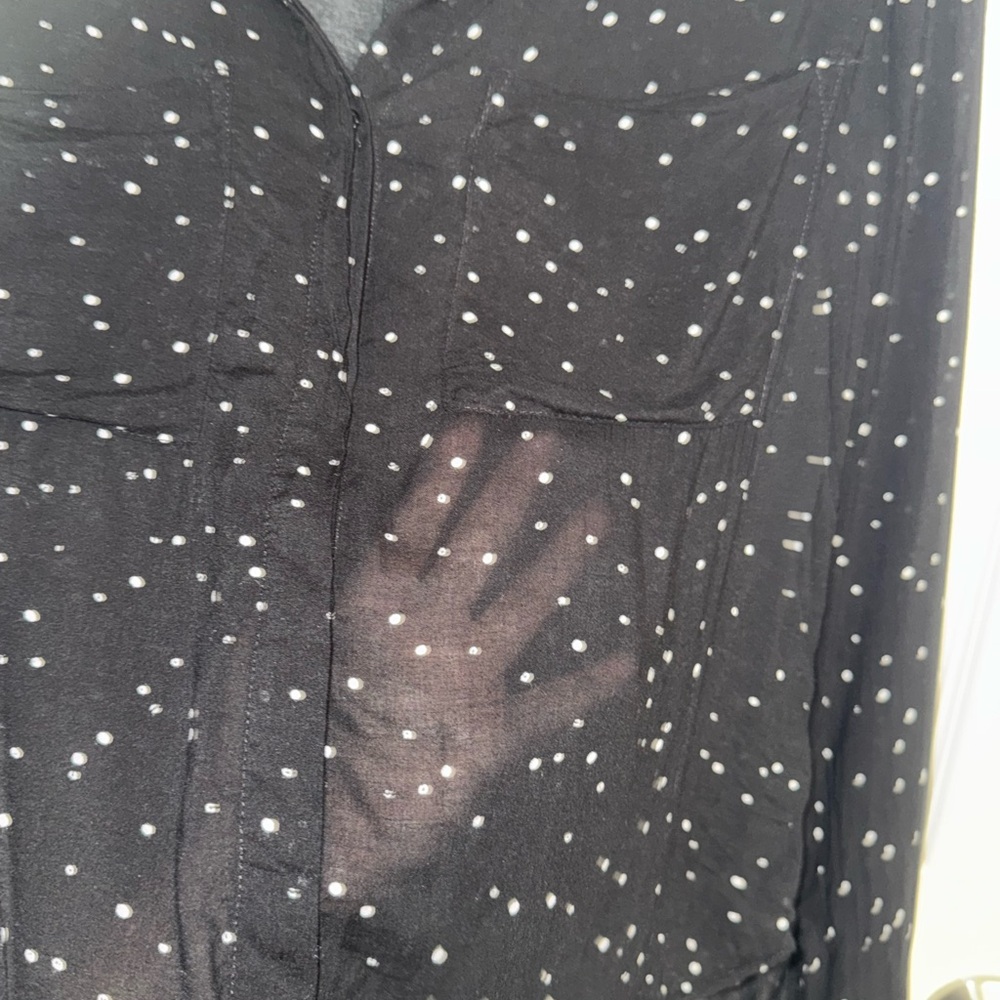 Bella Dahl black polka dot sheer button-up 🌟 - Picture 3 of 6